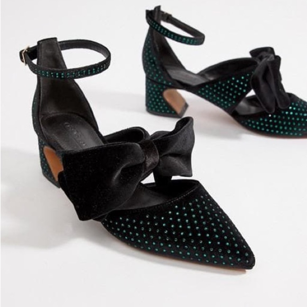 ASOS Black and Green Heels with Ankle Strap